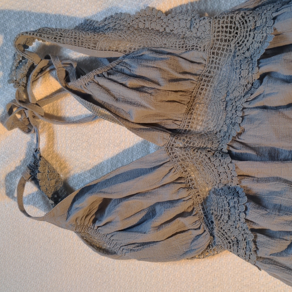 Cupshe beach cover up halter dress, grey blue, brand new